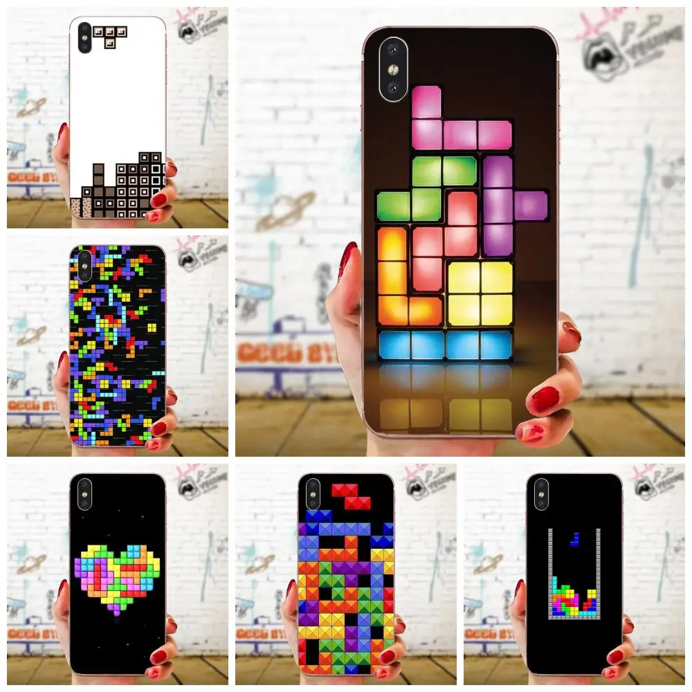 Мягкие чехлы из ТПУ кожи Капа для Galaxy J1 J2 J3 J330 J4 J5 J6 J7 J730 J8 2015 2016 2017 2018 mini Pro тетрис