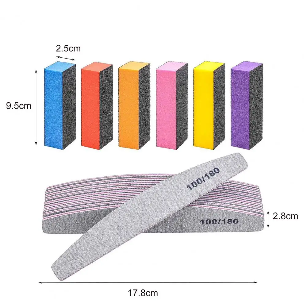 

16Pcs/Set Nail File Buffer Half Moon Shape Double-Sided Sandpaper Professional Nail Sanding Grinding File Manicure Tools