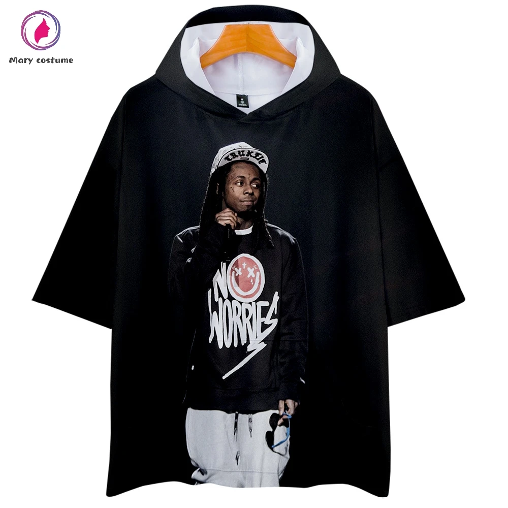 Lil Wayne толстовка для отдыха с коротким рукавом Толстовка капюшоном женщин Лето 2019