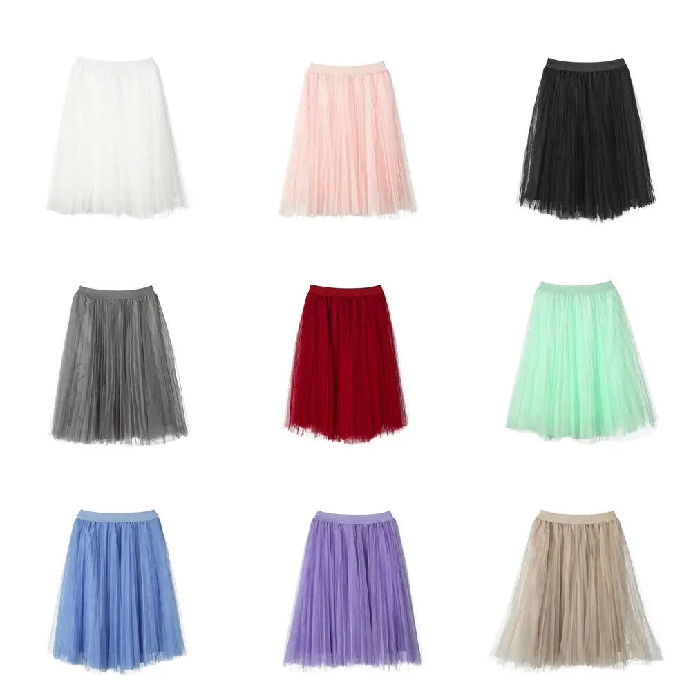 Женская многослойная юбка-пачка средней длины плиссированная сетчатая юбка из