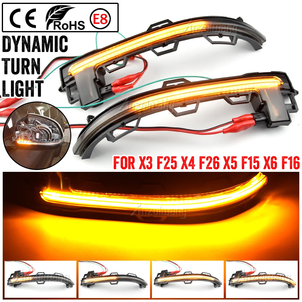 

For BMW X3 X4 X5 X6 F25 LCI F26 F15 F16 2014-2018 Side Rearview Mirror Indicator Blinker Light Sequential Dynamic Turn Signal
