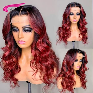 13*1 волосяного покрова 6*1 верха кружево части парики с эффектом деграде (переход от темного к Цвет волнистые синтетические волосы парики 180% Волосы Remy парики для Для женщин предварительно вырезанные с детскими волосами