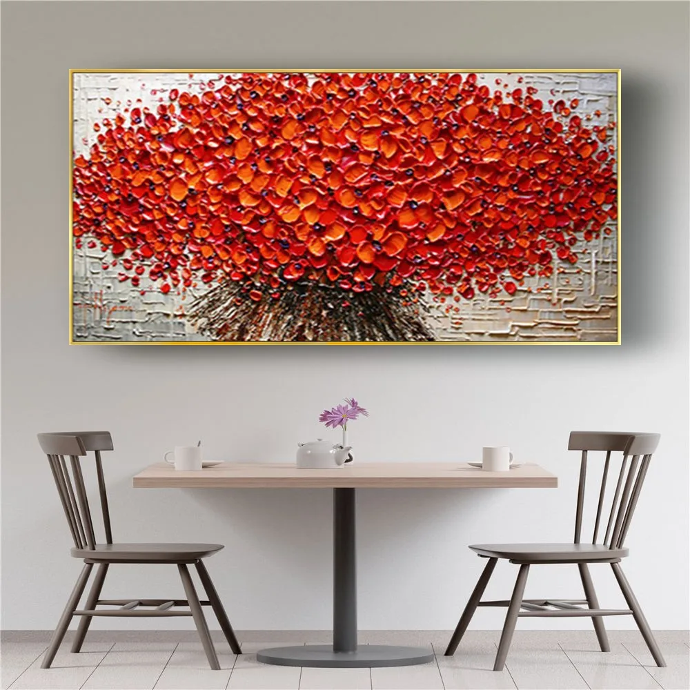 

Свадебное украшение, ручная роспись маслом, абстрактный цветок, красная Картина на холсте, Современное украшение для дома, живопись, искусс...