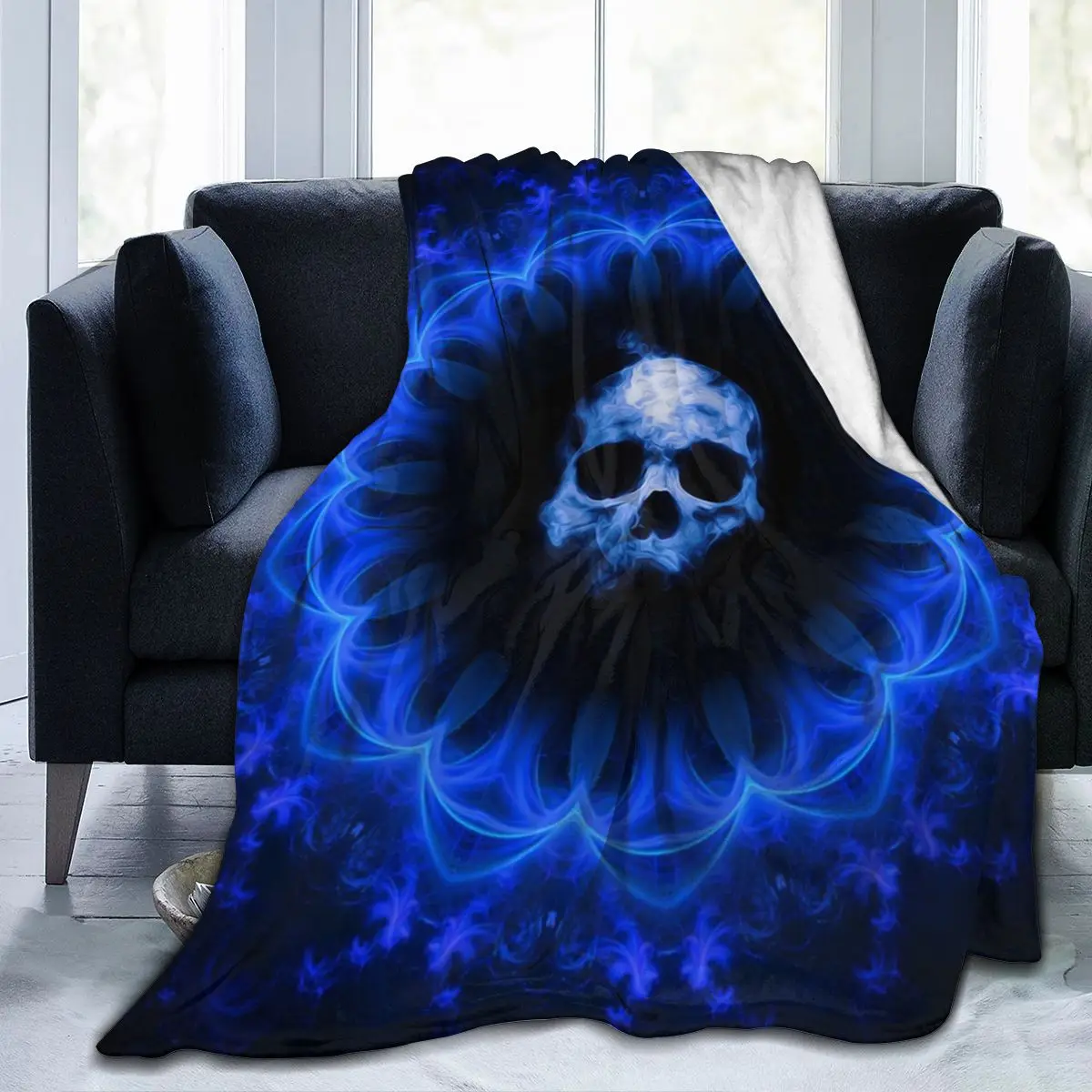 

New 3D Personality Printed Flannel Blanket Sheet Bedding Soft Blanket Bed Cover Home Textile DecorationSkull