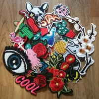 30pcslot embroidery patches mixed random cute cartoon iron on patches for clothing stickers on clothes kids jeans summer style