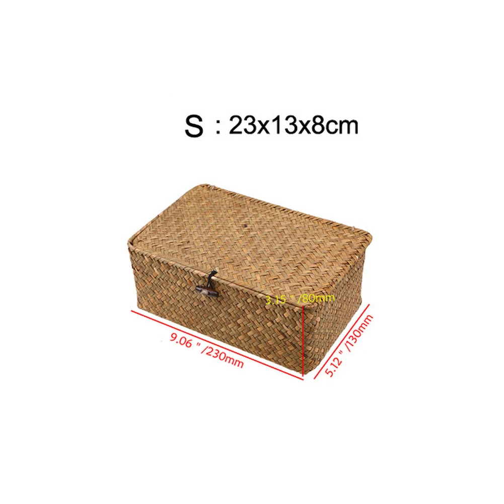 1 PC Weed Environmentally Natural Color Hand Weaving Rattan Storage Baskets Box Cosmetic Product Clothing | Дом и сад