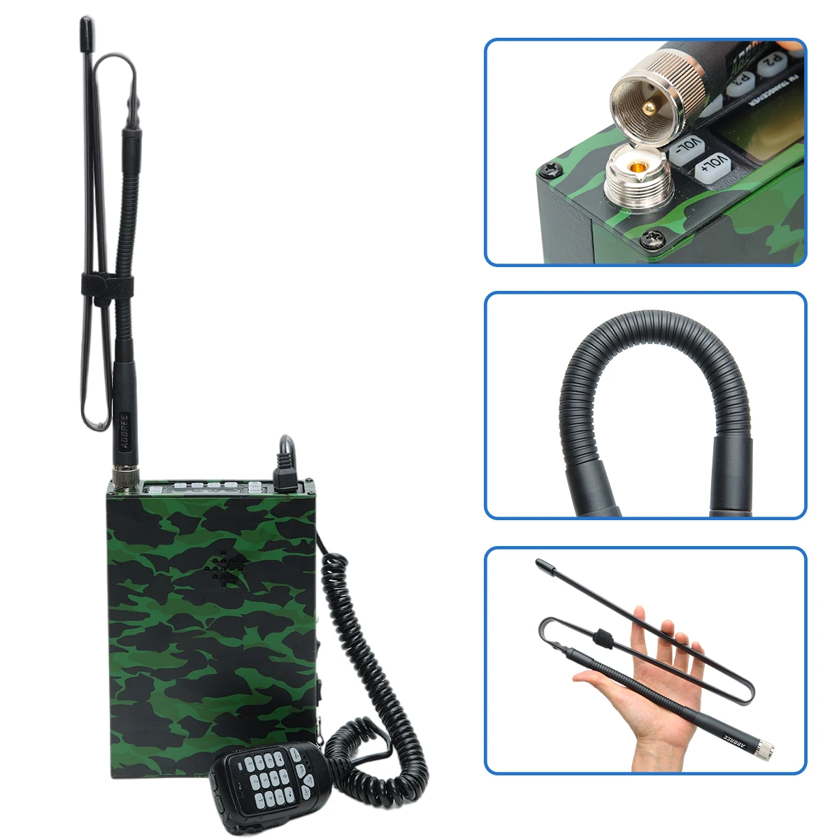 Тактическая антенна ABBREE PL259 гусиная шея СВЧ УВЧ складная для TYT QYT KT-8900D 7900D Leixun 898S