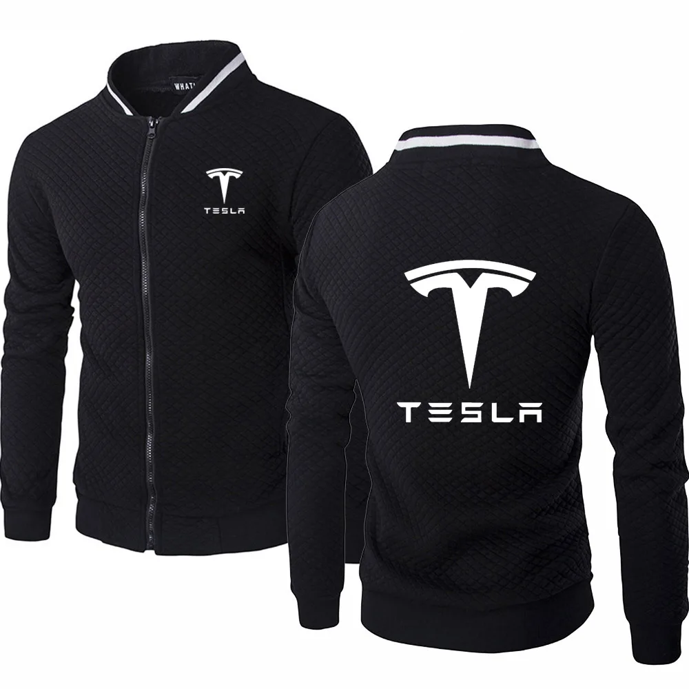 

Mens Sweatshirts Tesla Print Sweatshirt Spring Autumn Mens Jacket Long Sleeve Sportswear Casual Zipper Hoody Male Tops Clothing