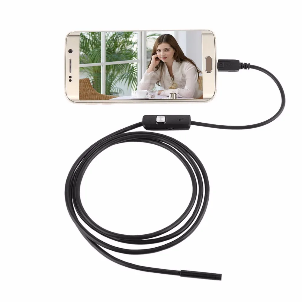 

6 LED 7mm Lens Cable 1 1.5 2 3.5 5M Waterproof Mini USB Inspection Borescope Camera For Android Endoscope 640*480 Phone