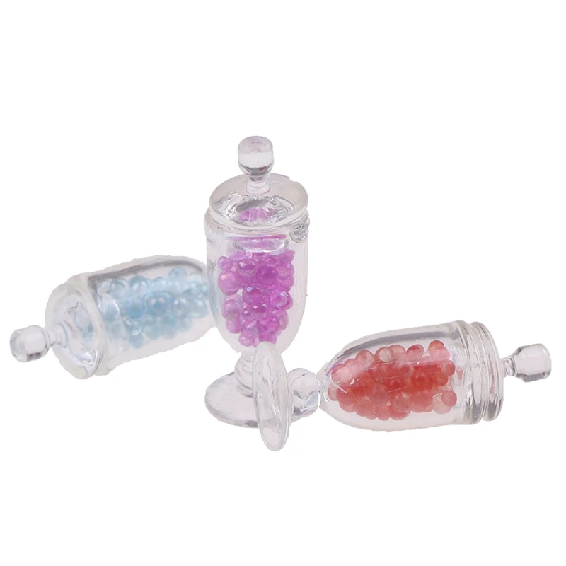 

1pc 1/12 Dollhouse Miniature Mini Resin Candy Jar Simulation Candy Bottle Model Toys