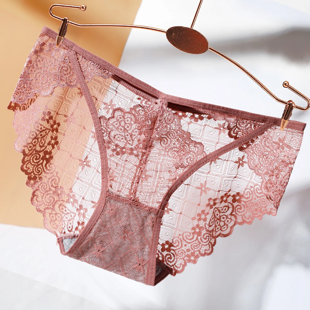 Ladies Lace Flower Underwear Sexy Hollow Mesh Lingerie Panties Seamless Thin G Strings Female Briefs Low Waist Underpants