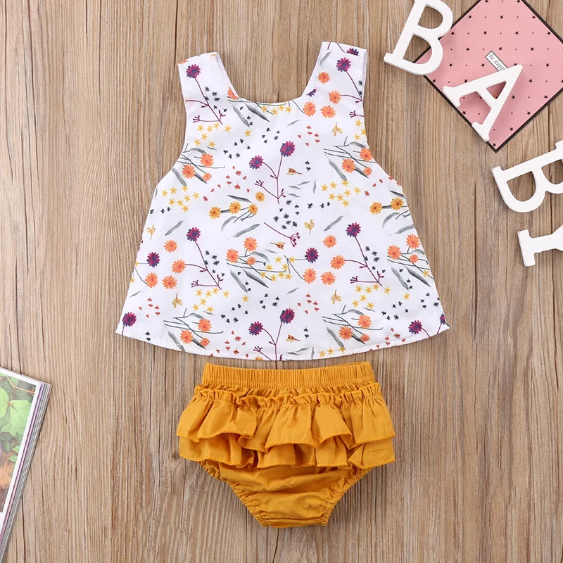 От 0 до 3 лет комплект одежды с цветочным рисунком для новорожденных девочек