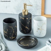 ceramic imitation marble bathroom accessory set washing tools bottle mouthwash cup soap toothbrush holder household articles