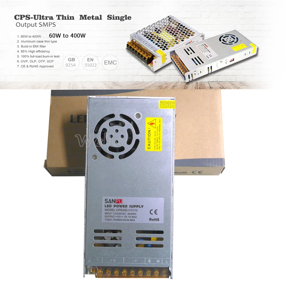 Ультратонкий Светодиодный драйвер постоянного напряжения IP20 5 В 12 24 60 Вт 100 150 250 300