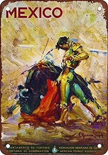 

Metal Plaque Tin Sign Mexico Bullfighter Poster Home Bedroom Bistro Coffee Shop Wall Decoration Retro Metal Plate 12*8 Inches