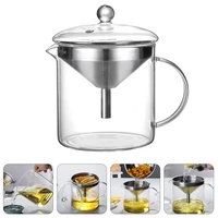 glass grease strainer grease container with mesh strainer kitchen oil filter kettle cooking oil can oil separator