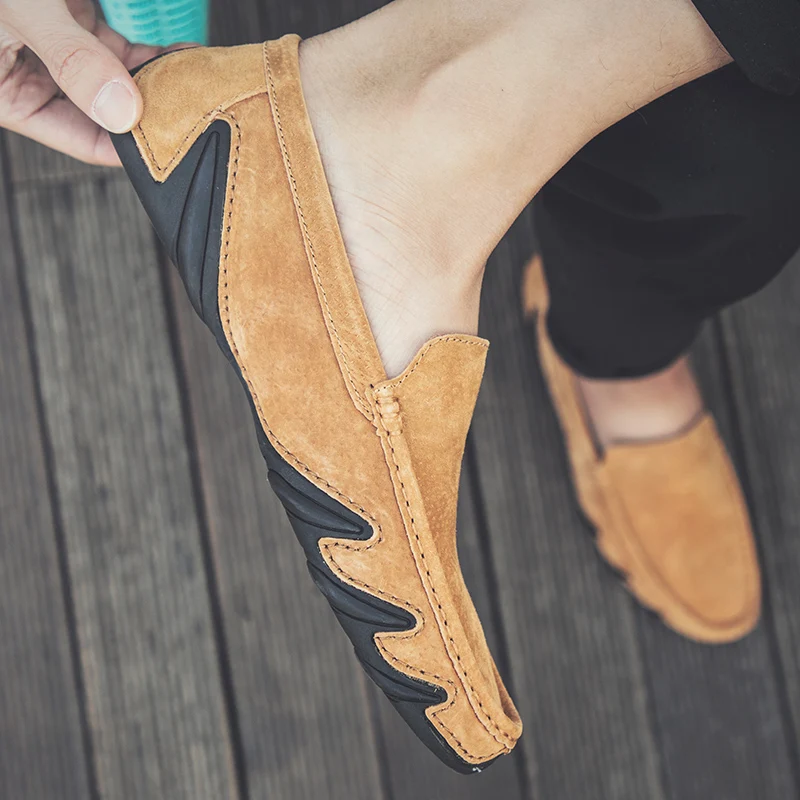 Мокасины мужские из натуральной кожи мягкие лоферы Повседневная Теплая обувь