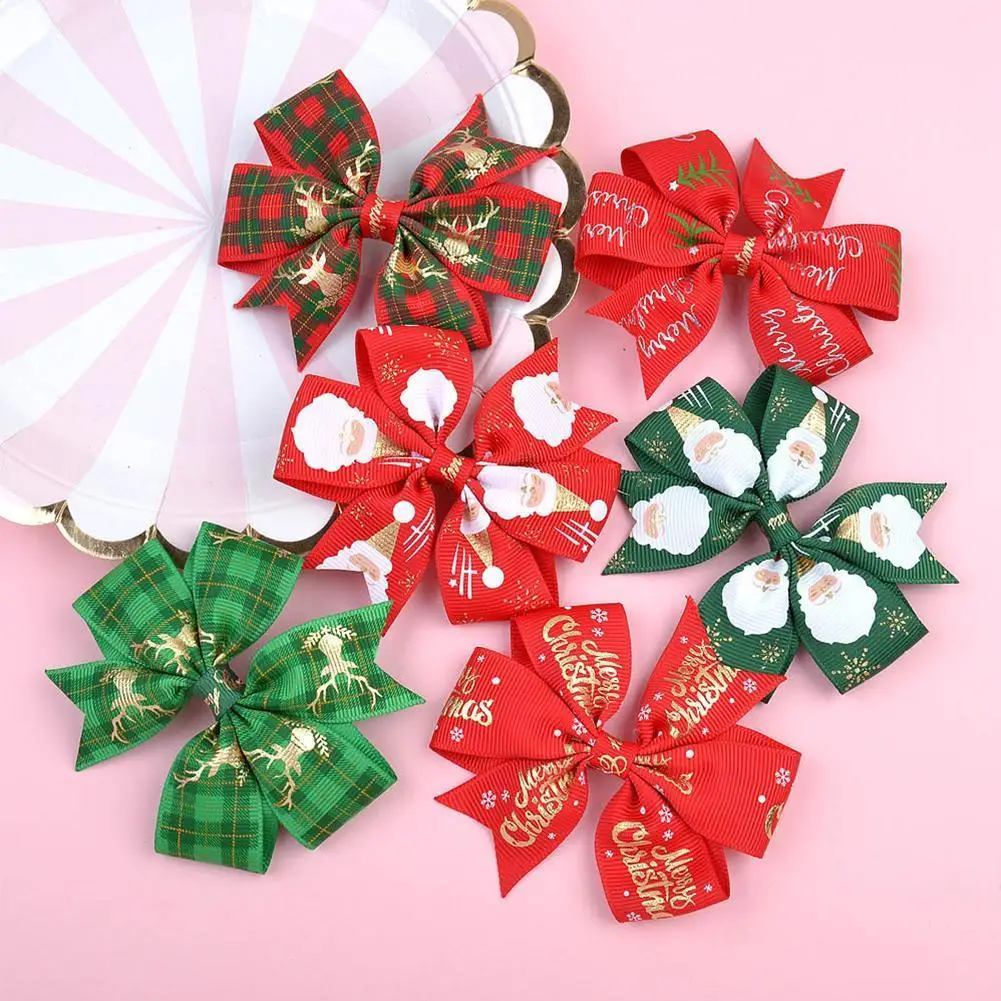 

1 PC Christmas Hair Bow Clips Hair Swallowtail Bows Hair Clips Clips Bow Hair Kids Boutique For Women Accessories Girl Baby E5C3