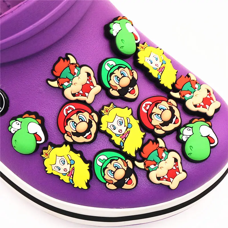 Free shipping 6pcs/set Cartoon Croc Charms PVC Novelty Shoe Accessories Shoe Decoration Buckle fit JIBZ Party X-mas Kids Gift