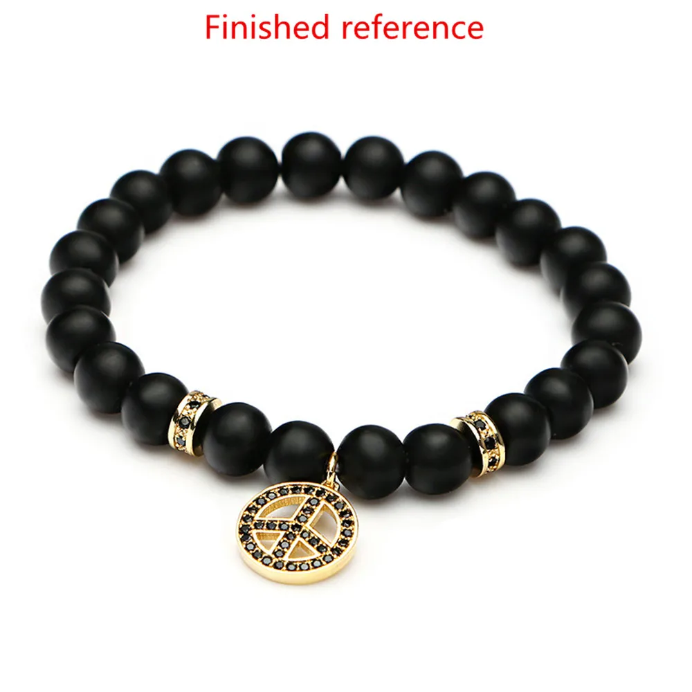 

Micro inlaid black zircon peace symbol copper pendant jewelry accessories DIY beaded bracelet necklace accessories