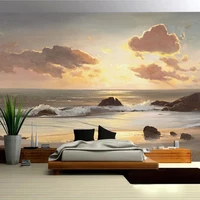custom mura wallpaper 3d sea sunrise sunset beach waves nature landscape wall painting living room tv bedroom papel de parede 3d