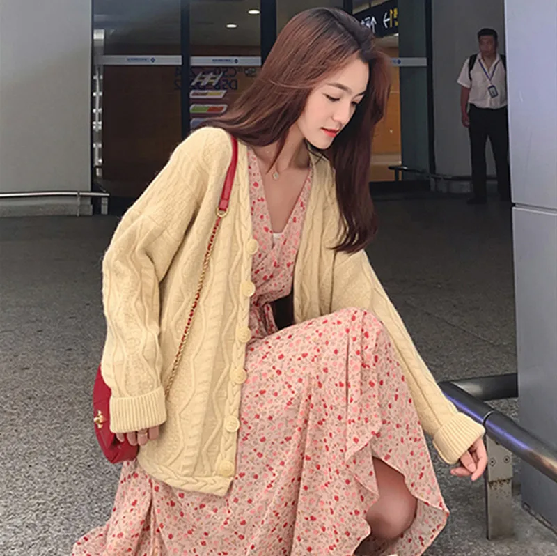 

Hsa Fall Fashion Women Korean Style Sweater Cardigans V neck Button Up Twisted Pink Candy Color Cardigans Feminino Jumpers