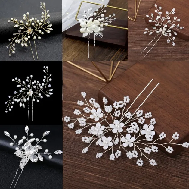 Жемчужное искусственное украшение для волос с кристаллами Стразы женщин цветок