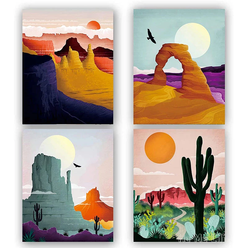 

Desert Landscape Printing National Parks Prints Abstract Mountain Wall Art Saguaro Poster For Home And Living Room Decor