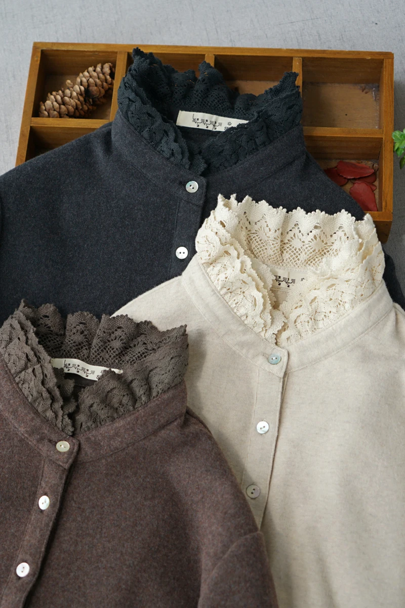 Spring Autumn New Arrival Women Brief Basic Loose Mori Girls Japanese Style Comfortable Elastic Knitted Cotton T-shirts 6 Colors | Женская