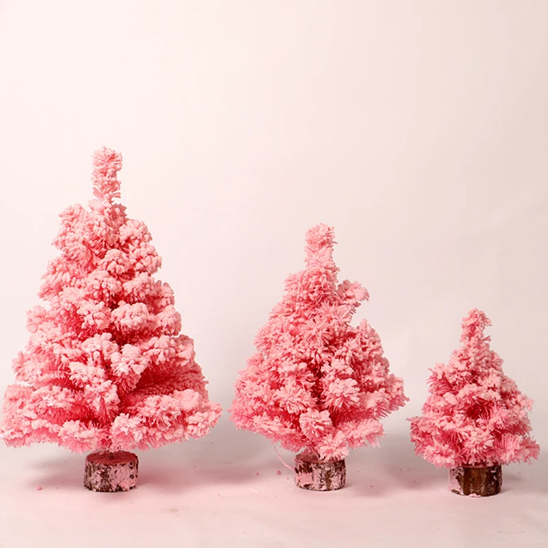 

New Pink Christmas Tree Simulation Pink Encrypted Flocking Mini Christmas Tree Desktop Ornaments Christmas Decorations