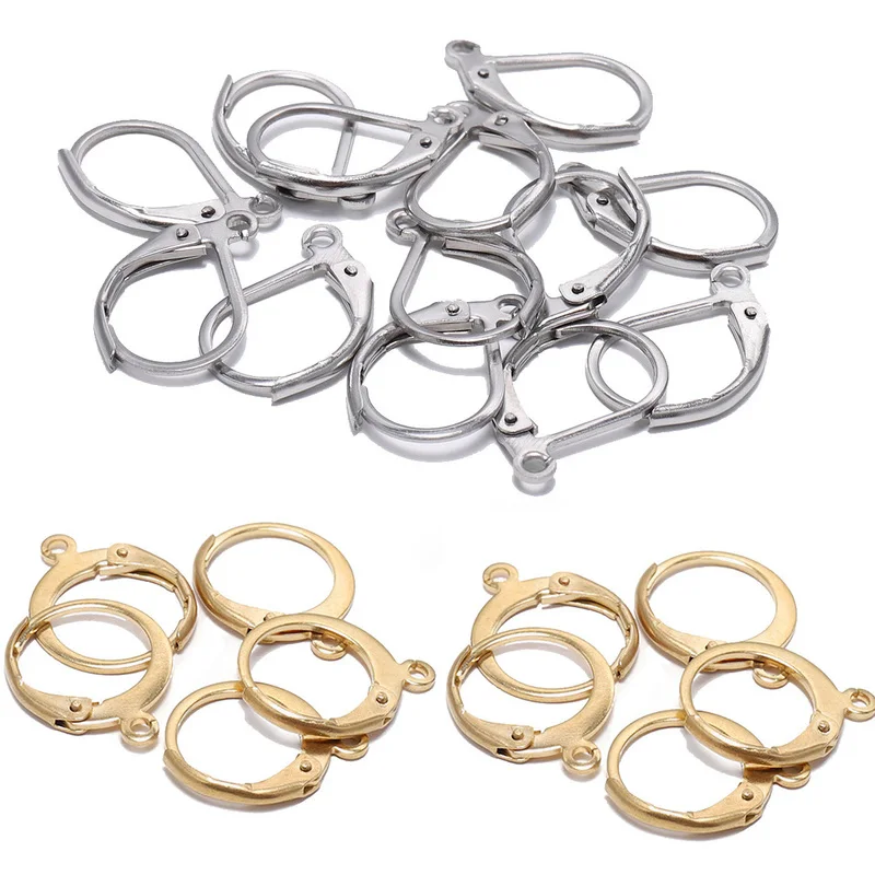 

20pcs/lot Stainless Steel Earrings gold Tone Findings French Earring Hooks Wire Settings Women DIY Jewelry Making Accessories