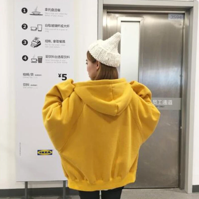 Женские желтые толстовки с длинным рукавом и фонариком в стиле Парижа спортивные