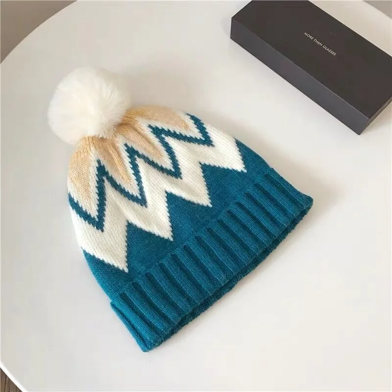 Winter Brand Women's Plush Hats Using Natural Rabbit Fur Design Girls' Knitted Skull Thick | Аксессуары для одежды