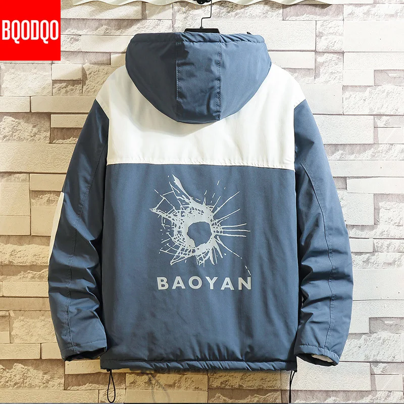 

Jacket Men Winter Hooded Japanese Military Zipper Woven Parka Male Loose Hip Hop Jackets Streetwear Oversized Casual Coats 5XL
