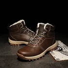 Мужские зимние теплые ботинки, утепленные мужские зимние ботинки ручной работы, водонепроницаемые рабочие ботильоны с высоким берцем, мужская обувь 40-48