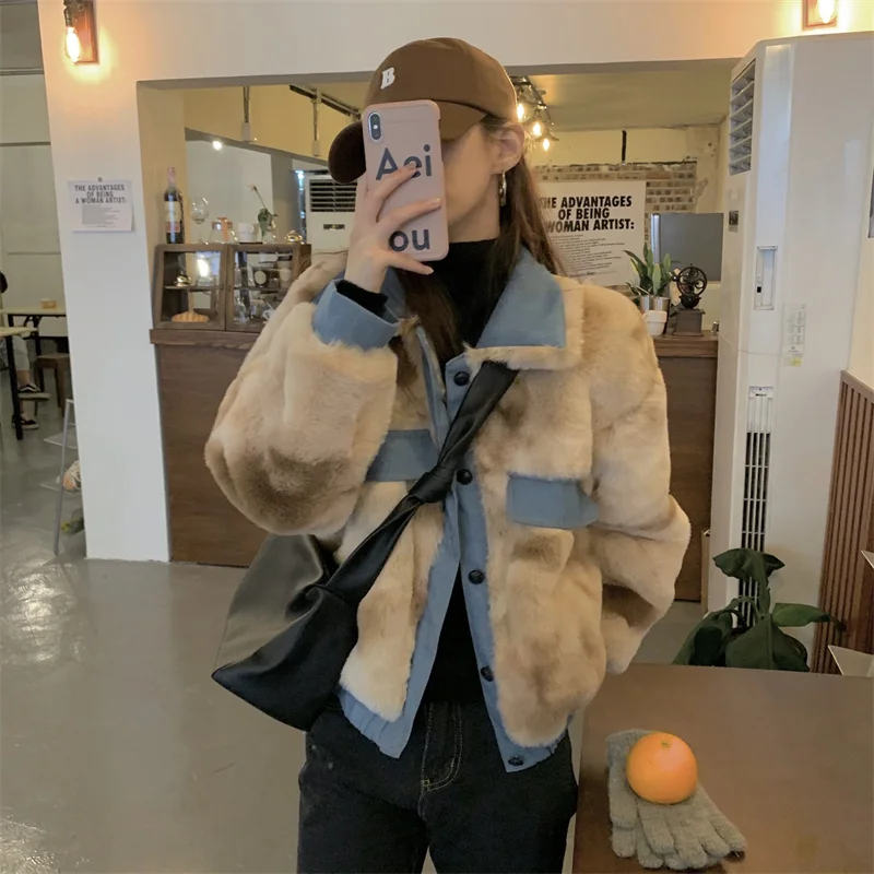 fur coat women thick warm color winter outwear jackets female clothing 8584# | Женская одежда