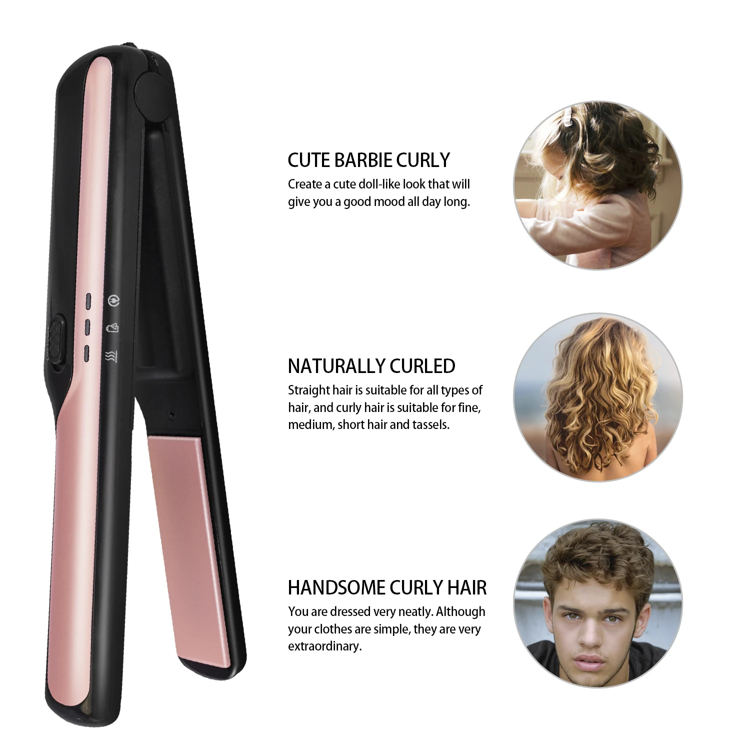 

Professional USB Flat Iron Hair Straightener Wireless Curling Ceramic Coating Iron Wand Machine Fast Heating Hair Styling Tool