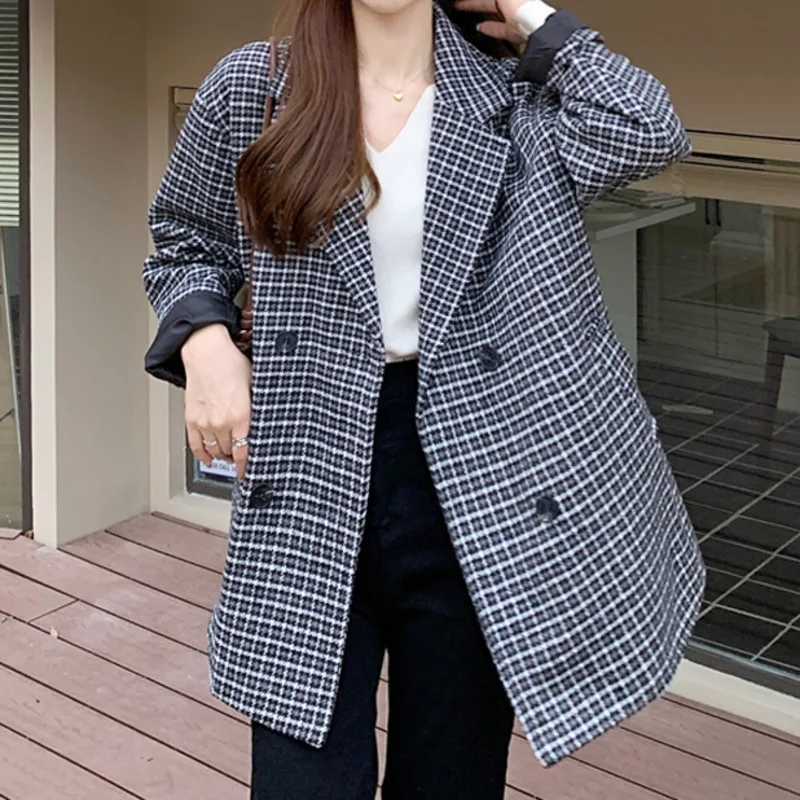 

Plaid Wool Suit Coat Women's Autumn and Winter 2021 New Small Temperament Popular Wool Coat Trend