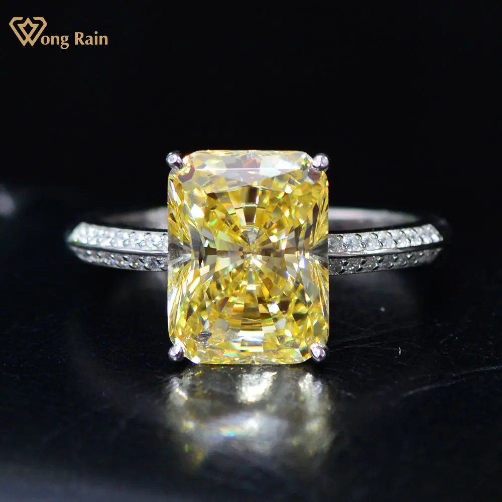 

Wong Rain 100% 925 Sterling Silver Citrine Created Moissanite Gemstone Wedding Party Engagement Ring For Women Fine Jewelry Gift
