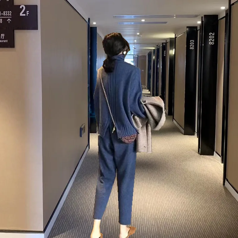 Женский костюм осенне-весенний трикотажный спортивный водолазка свитера