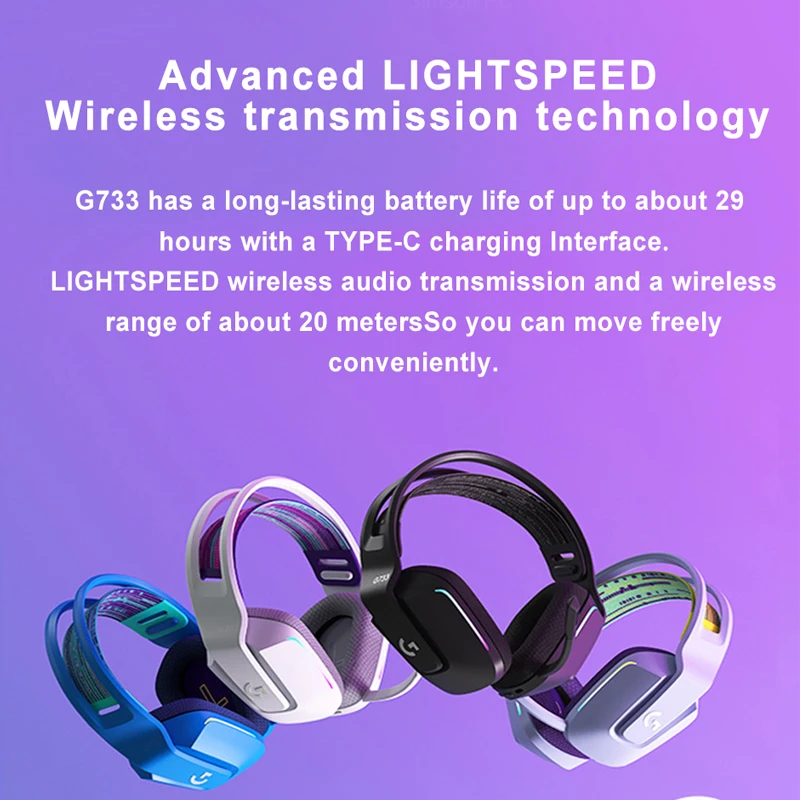 Logitech G733 LIGHTSPEED Wireless RGB Gaming Headset PRO-G DTS Headphone X 2.0 surround sound Suitable for computer gamers | Электроника