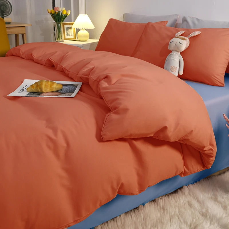 

Оранжевый минималистичный Молодежный модный домашний текстиль, пододеяльник, простыня, подушка, чехол, односпальная и двуспальная кровать, Комплект постельного белья для дома