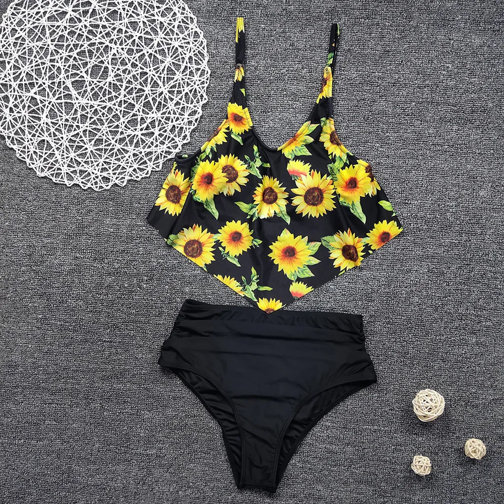 Купальник танкини с высокой талией и оборками в бразильском стиле|Комплект