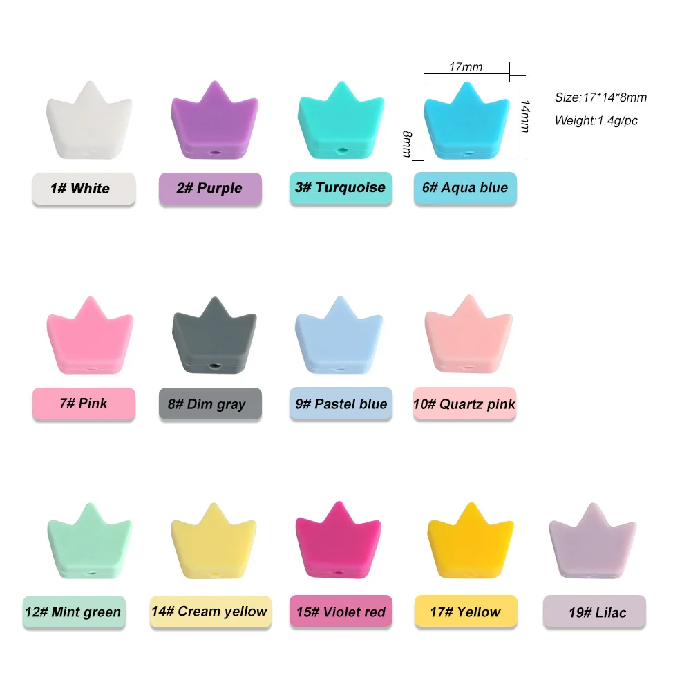 Kovict-Mini cuentas de silicona de corona, mordedor de grado alimenticio, cadena de chupete, collar, accesorios masticables, juguetes para beb&eacute;s lactantes, 30 Uds.-4
