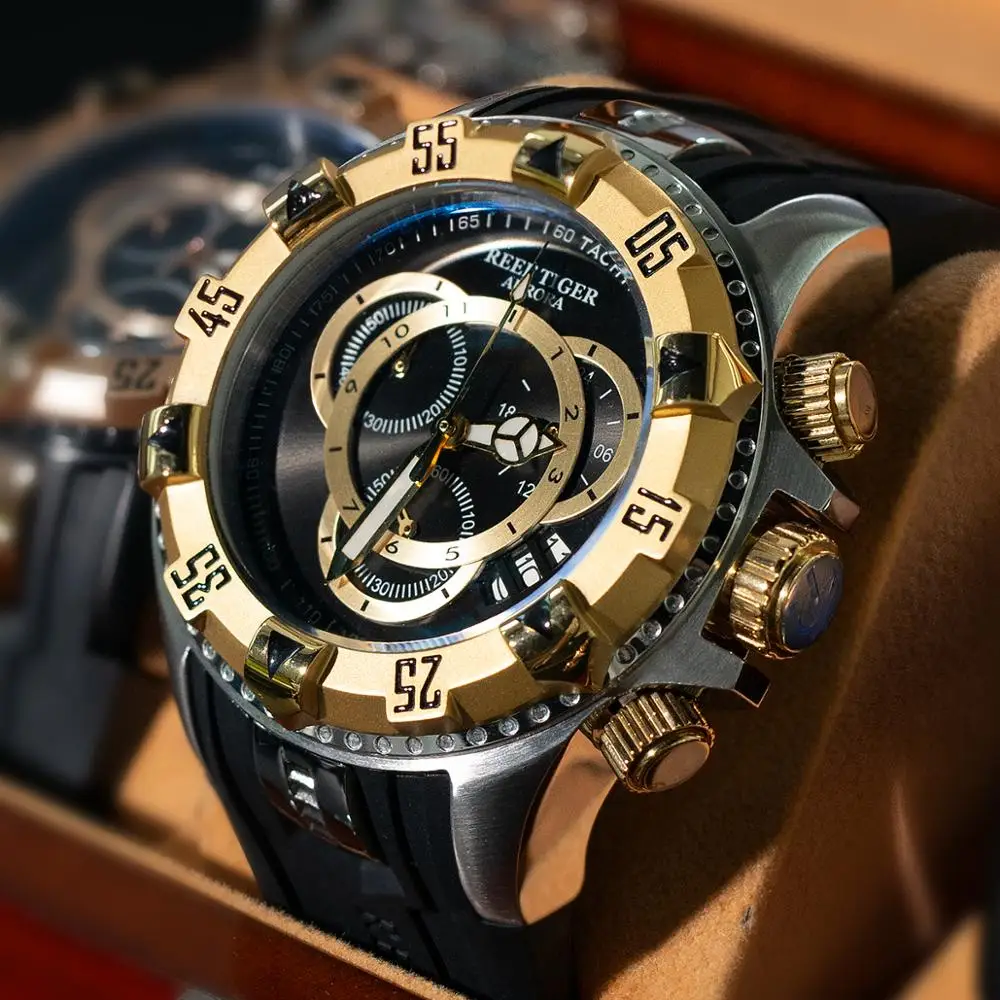 Мужские водонепроницаемые спортивные часы с хронографом на резиновом