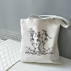 Забавная холщовая женская сумка-тоут Ulzzang в Корейском стиле для покупок, Повседневная вместительная мультяшная женская сумка в стиле Харадзюку, сумки на плечо в стиле панк, 2021