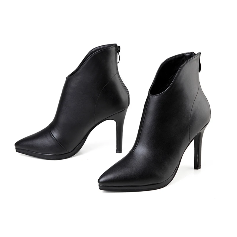 Ботинки женская обувь Модные женские ботильоны на молнии высоком каблуке из