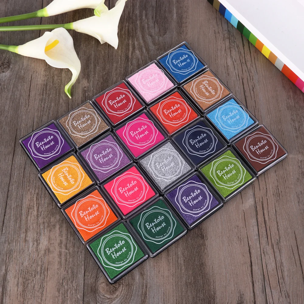

ULTNICE 20pcs Multi-colored Giant Ink Pads Stamp Pads for DIY Craft Scrapbooking Finger Paint Ink Pad Set