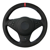 car steering wheel cover genuine leather suede for bmw e60 m5 2005 2008 e63 e64 cabrio m6 2005 2006 2007 2008 2009 2010 parts