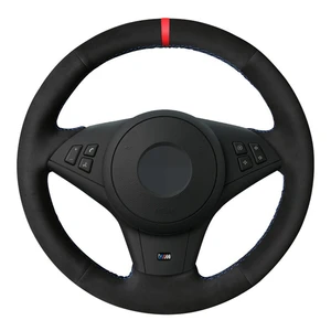 car steering wheel cover genuine leather suede for bmw e60 m5 2005 2008 e63 e64 cabrio m6 2005 2006 2007 2008 2009 2010 parts free global shipping